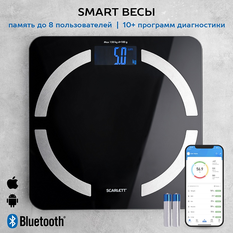 Диагностические весы с функцией Bluetooth Scarlett SC-BS33ED45 - Характеристики
